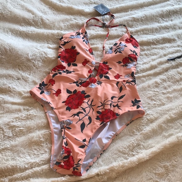 ZAFUL Lace Up Floral Print One-piece Swimsuit- XL - Picture 4 of 7